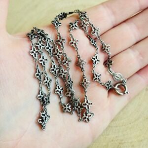 La Vie Parisienne Catherine Popesco Necklace cross filigree chain silver tone